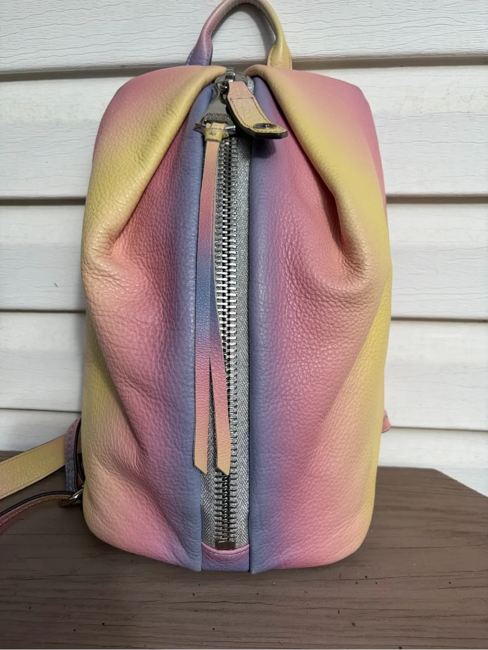 Aimee Kestenberg Pastel Gradient Leather Backpack - Pink Yellow Blue